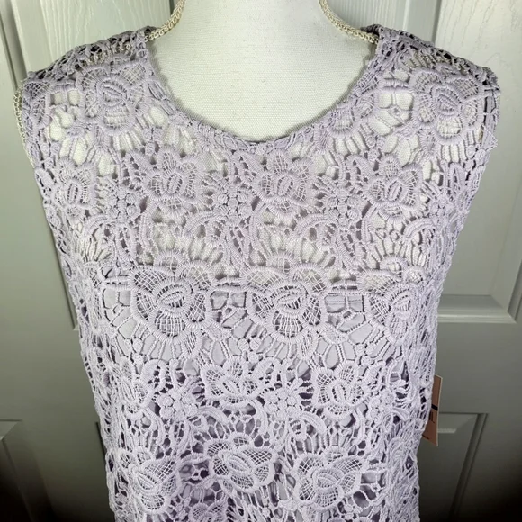 NWT Nanette Lapore Lace Sleeveless Top in Lavender Purple Zipper in Back - Picture 5 of 17